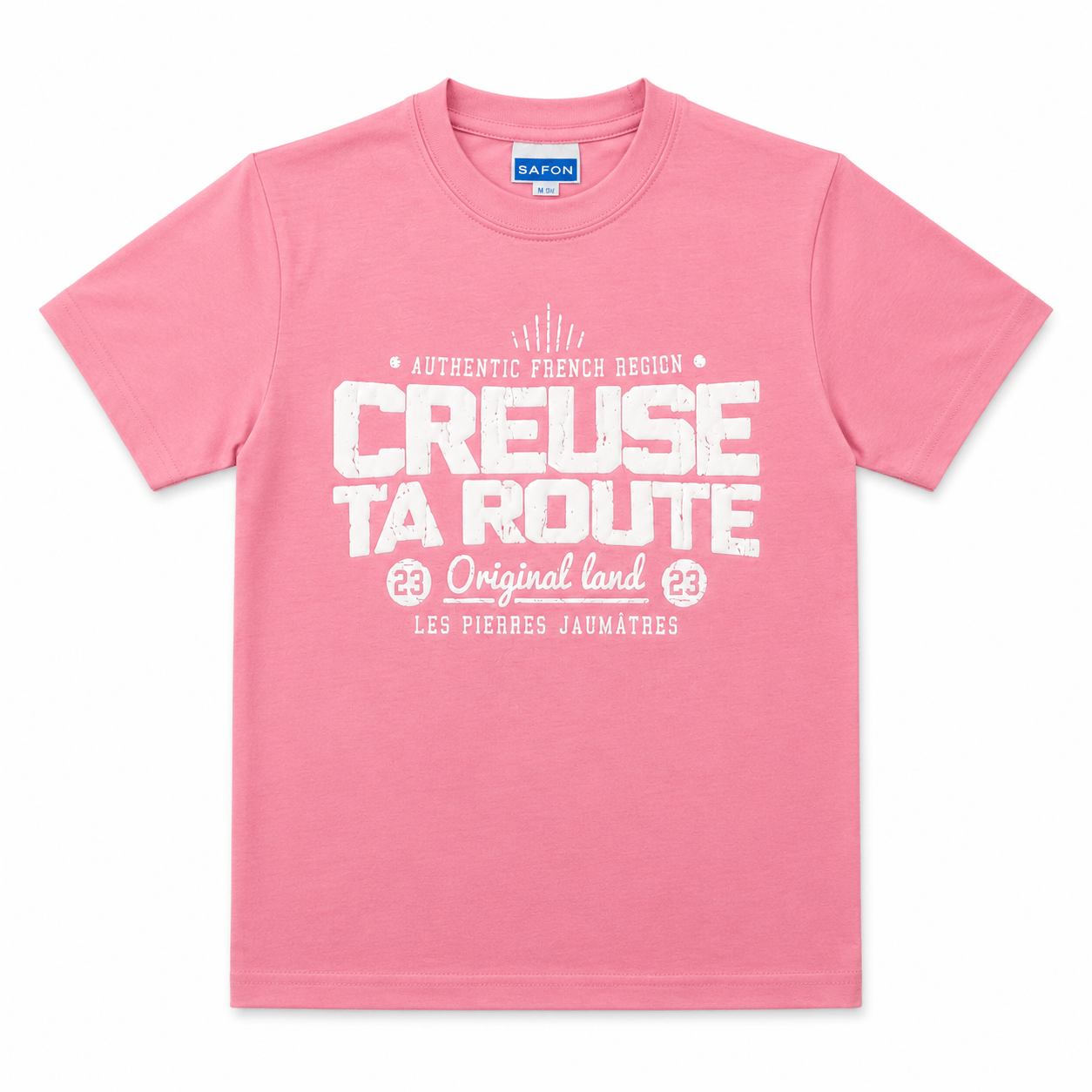 t-shirt enfant rose - creuse ta route - eshop mode identité creuse