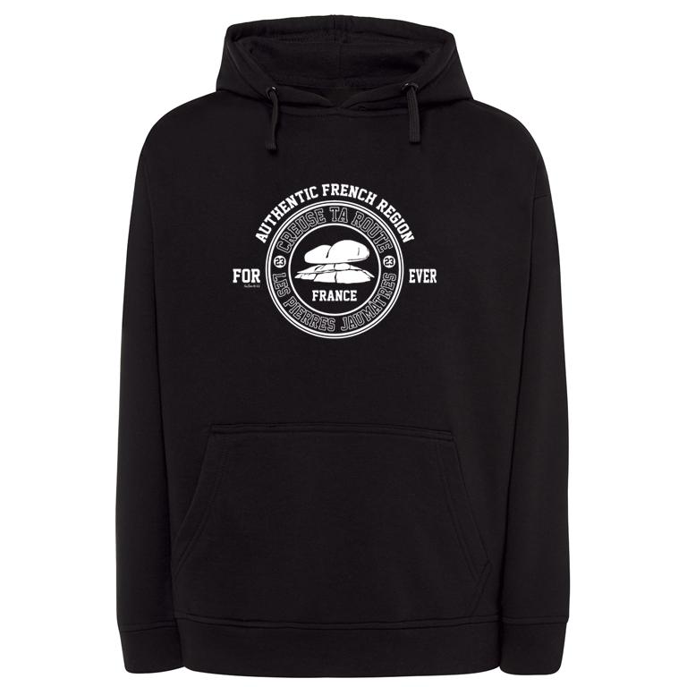pull capuche adulte noir - creuse ta route - eshop mode identité creuse