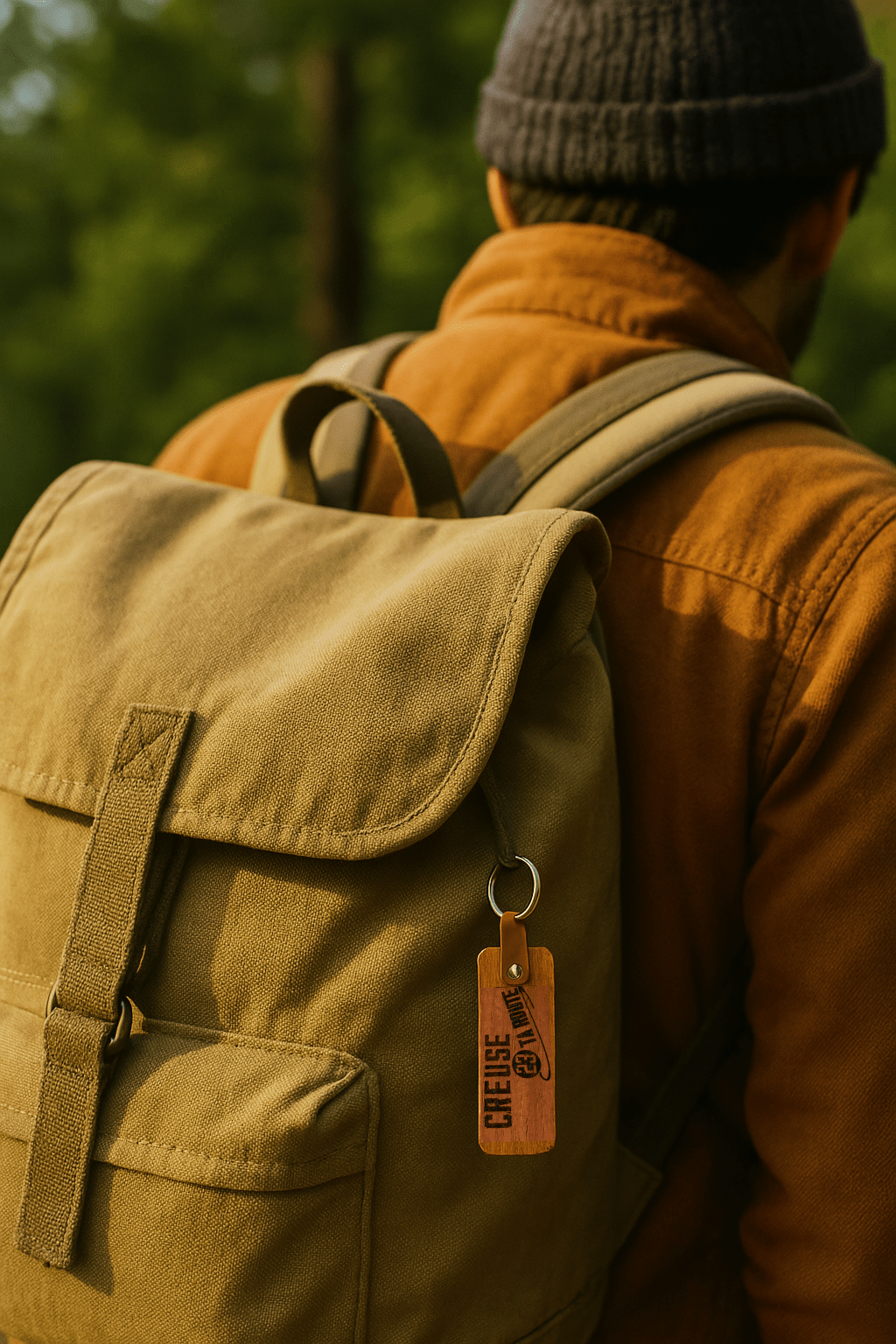 porte clé bois creuse - creuse ta route - eshop accessoires mode creuse porte-clé en bois creuse ta route sur sac à dos de randonnée - identité creuse - mode creuse - accessoires creuse
