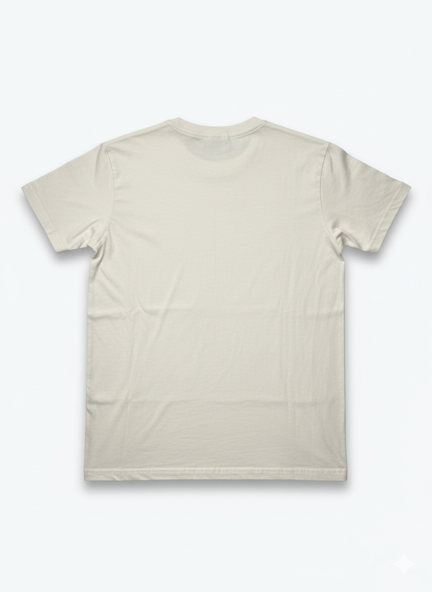 Photo T-shirt Beige de dos t-shirt beige, col rond, coupe droite, endroit, mixte, coton, – vêtement confortable pour adulte, disponible sur l’e-shop Creuse ta Route