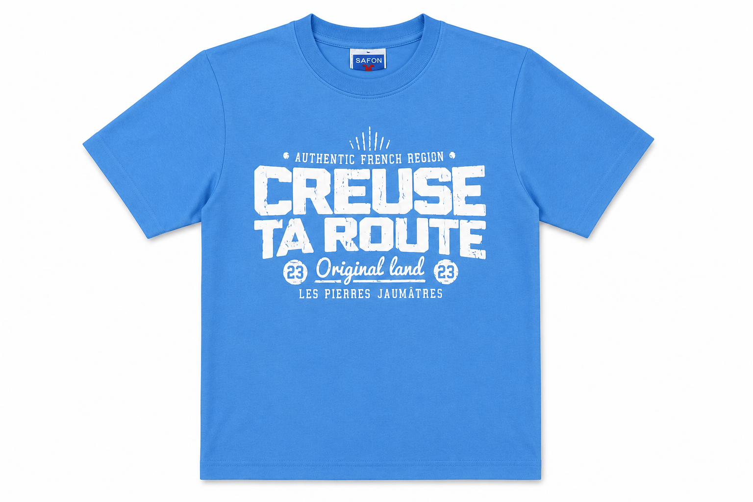 t-shirt enfant bleu clair - creuse ta route - eshop mode identité creuse