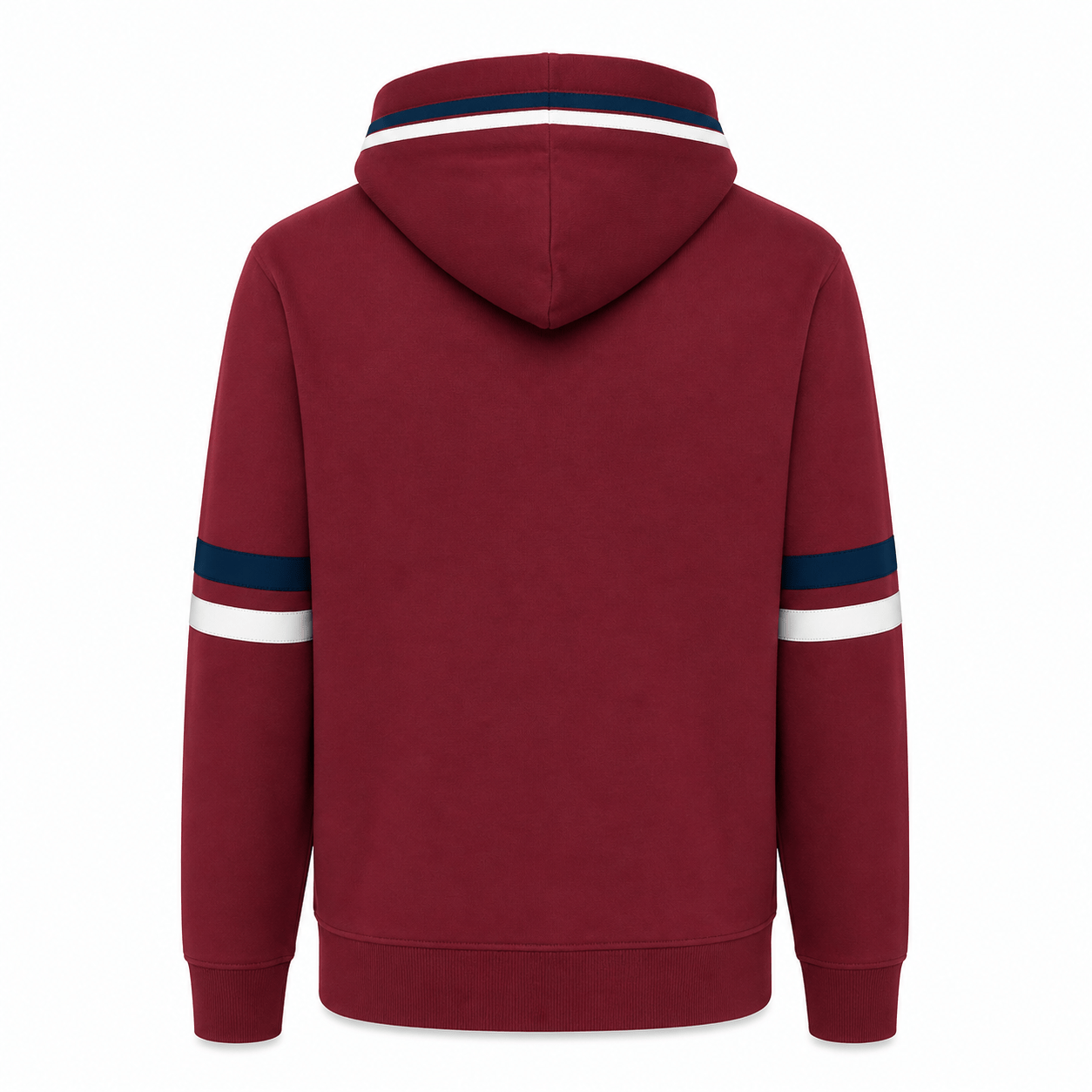 Sweat à capuche bordeaux mixte, envers, coton certifié OEKO-TEX®, rayures contrastées et logo poitrine – vêtement confortable pour adulte, disponible sur l’e-shop Creuse ta Route