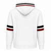 Sweat à capuche blanc mixte, envers, coton certifié OEKO-TEX®, rayures contrastées et logo poitrine – vêtement confortable pour adulte, disponible sur l’e-shop Creuse ta Route