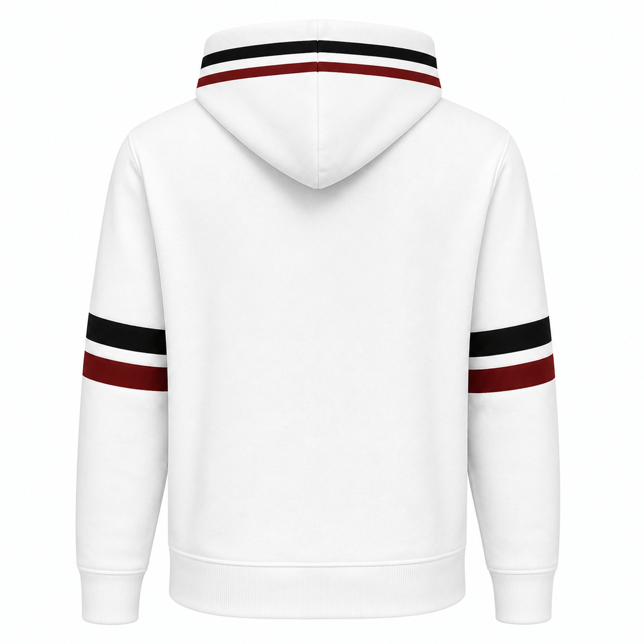 Sweat à capuche blanc mixte, envers, coton certifié OEKO-TEX®, rayures contrastées et logo poitrine – vêtement confortable pour adulte, disponible sur l’e-shop Creuse ta Route