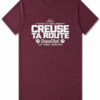 t-shirt bordeaux, col rond, coupe droite, endroit, mixte, coton certifié OEKO-TEX®, – vêtement confortable pour adulte, disponible sur l’e-shop Creuse ta Route